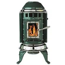 Gnome Pellet Stove Green Enamel Nickel Trim