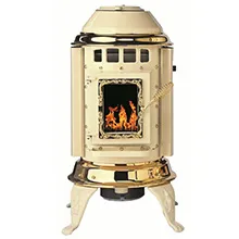 Gnome Pellet Stove Ivory Enamel Gold Trim